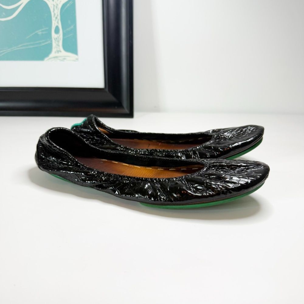 Tieks Women's Obsidian Black Croc Embossed Leather Ballet Flats Women's Size 10